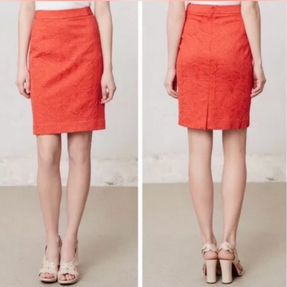 Anthropologie Vanessa Virginia rose jacquard pencil skirt, size 4
